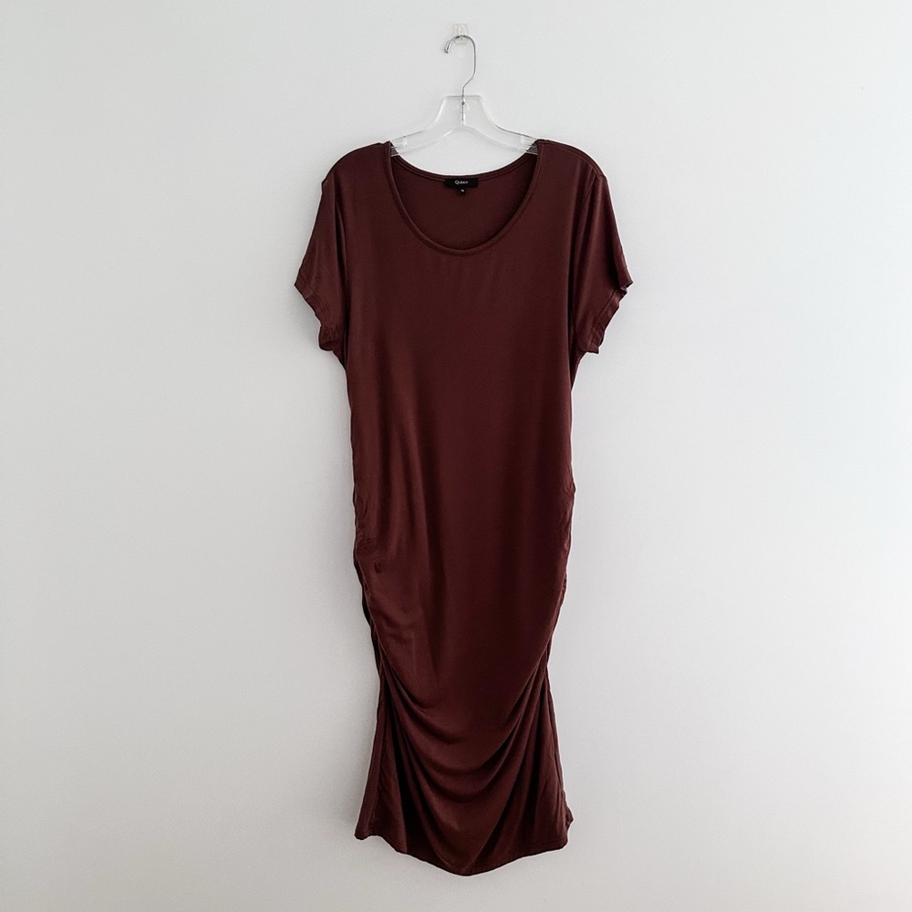 Quince Rust-Brown Short Sleeve Midi Dress - M - Picture 2 of 8